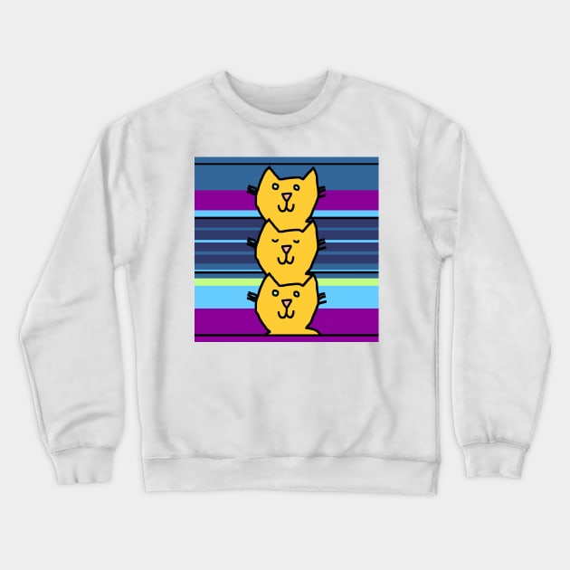 Yellow Cat Column Crewneck Sweatshirt by ellenhenryart